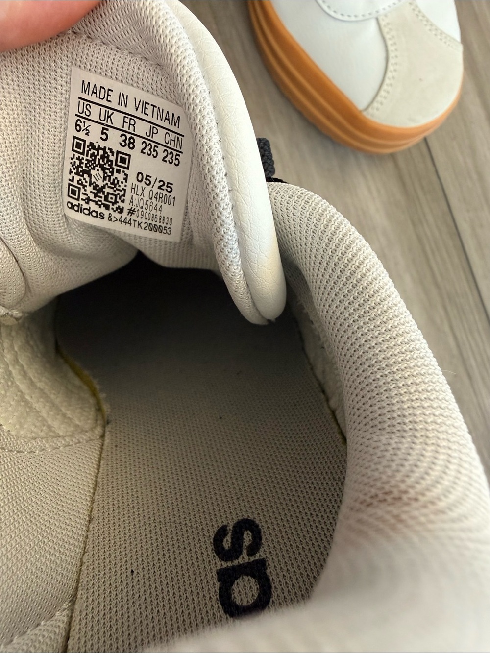 adidas White Sneakers with Gum Sole and Black Accents - Picture 6 of 8